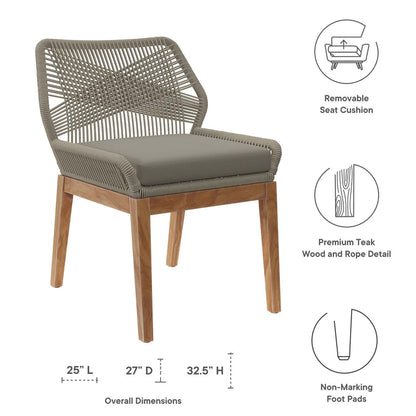 Wellspring Outdoor Patio Teak Wood Dining Chair - Light Gray Greige