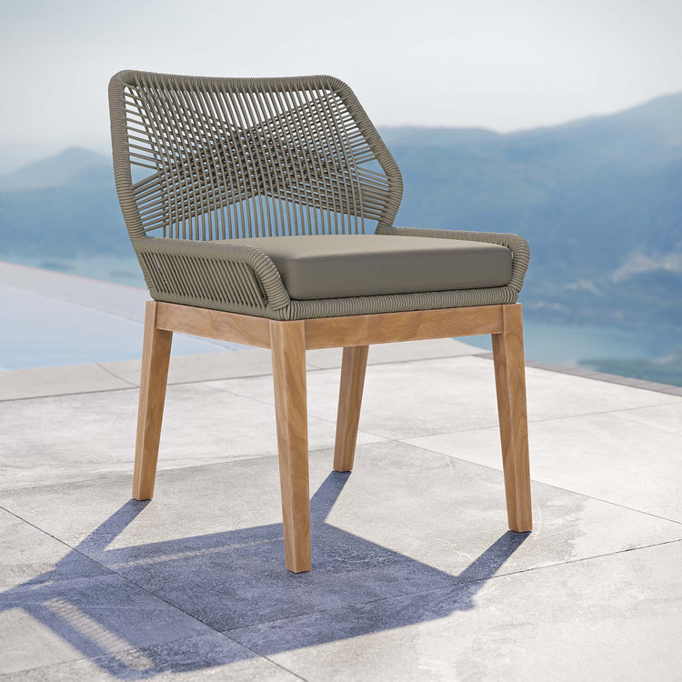 Wellspring Outdoor Patio Teak Wood Dining Chair - Light Gray Greige