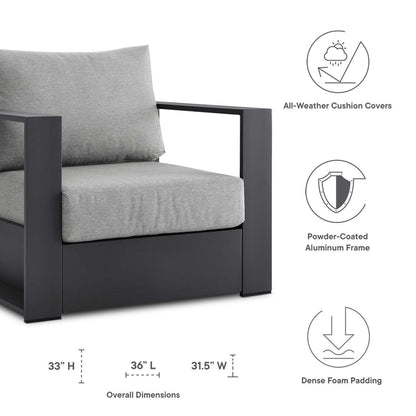 Tahoe 3-Piece Outdoor Patio Powder-Coated Aluminum Set - Gray Gray