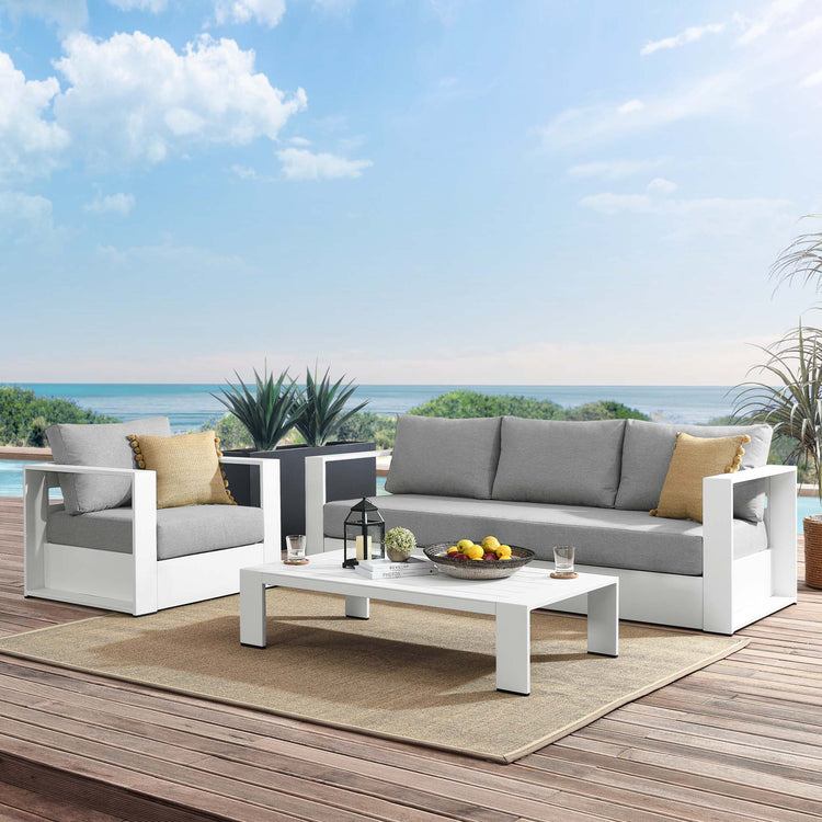 Tahoe 3-Piece Outdoor Patio Powder-Coated Aluminum Set - White Gray