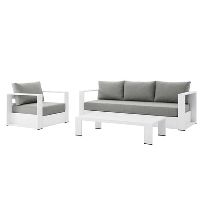 Tahoe 3-Piece Outdoor Patio Powder-Coated Aluminum Set - White Gray
