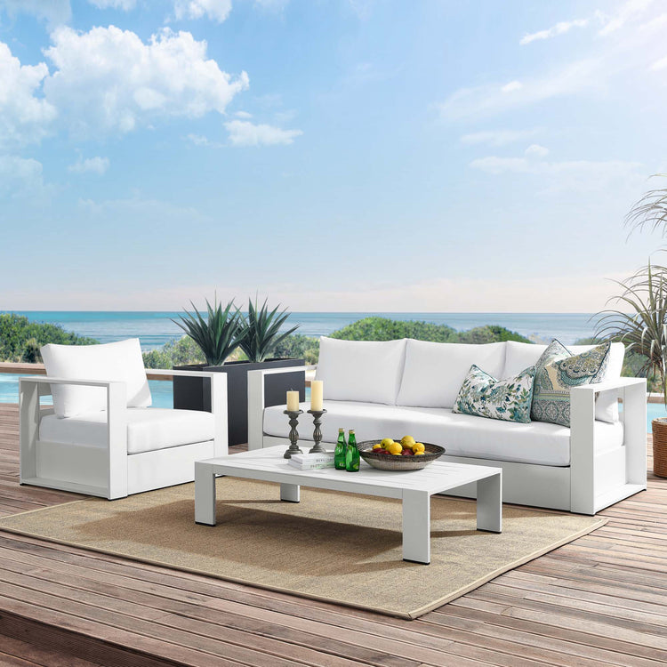 Tahoe 3-Piece Outdoor Patio Powder-Coated Aluminum Set - White White