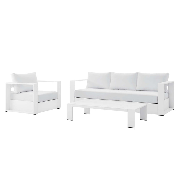 Tahoe 3-Piece Outdoor Patio Powder-Coated Aluminum Set - White White