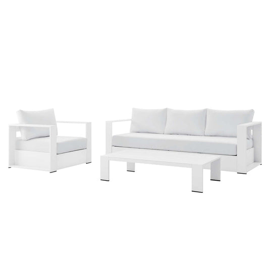 Tahoe 3-Piece Outdoor Patio Powder-Coated Aluminum Set - White White