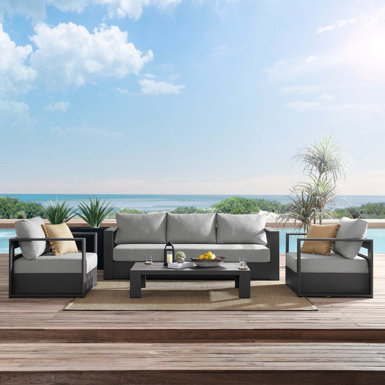 Tahoe 4-Piece Outdoor Patio Powder-Coated Aluminum Set - Gray Gray