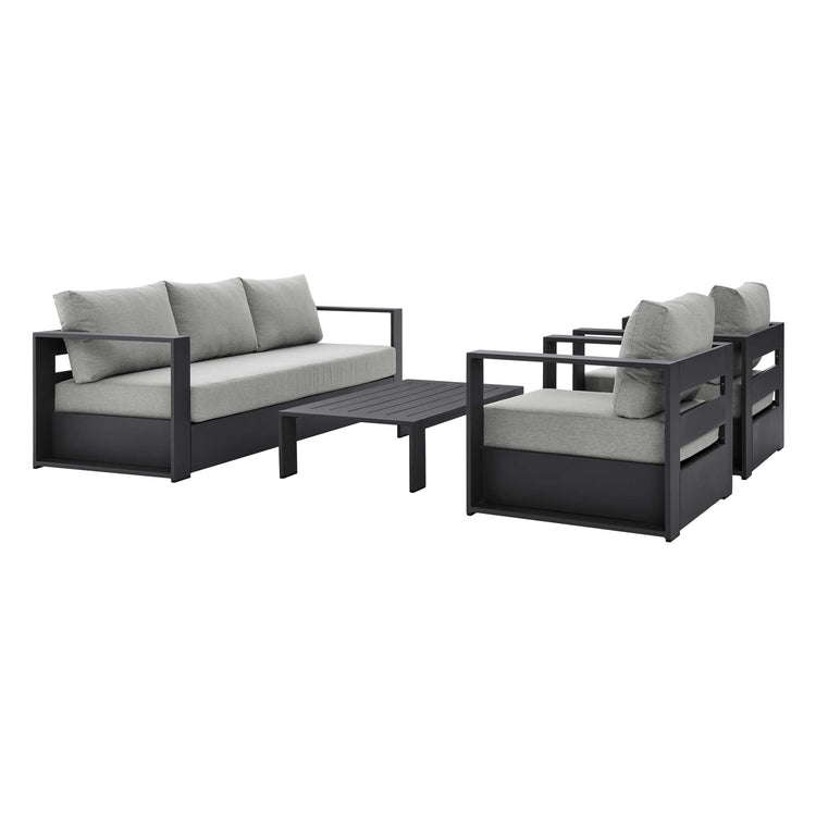 Tahoe 4-Piece Outdoor Patio Powder-Coated Aluminum Set - Gray Gray