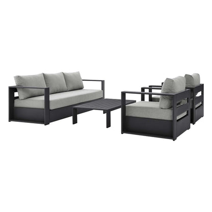 Tahoe 4-Piece Outdoor Patio Powder-Coated Aluminum Set - Gray Gray