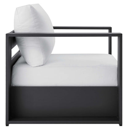 Tahoe 4-Piece Outdoor Patio Powder-Coated Aluminum Set - Gray White