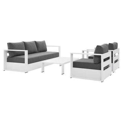 Tahoe 4-Piece Outdoor Patio Powder-Coated Aluminum Set - White Charcoal