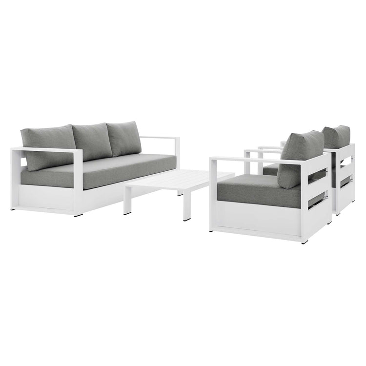 Tahoe 4-Piece Outdoor Patio Powder-Coated Aluminum Set - White Gray