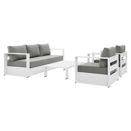 Tahoe 4-Piece Outdoor Patio Powder-Coated Aluminum Set - White Gray