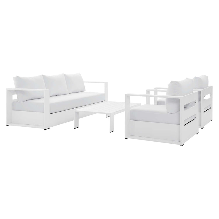 Tahoe 4-Piece Outdoor Patio Powder-Coated Aluminum Set - White White