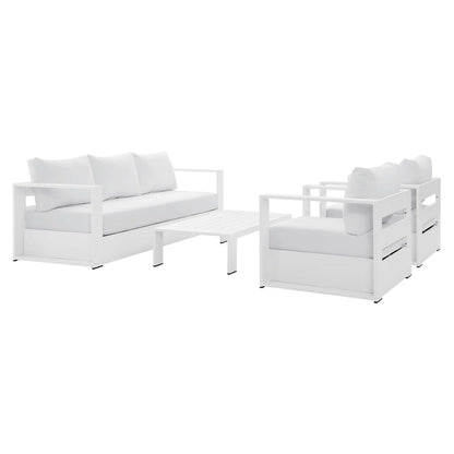 Tahoe 4-Piece Outdoor Patio Powder-Coated Aluminum Set - White White