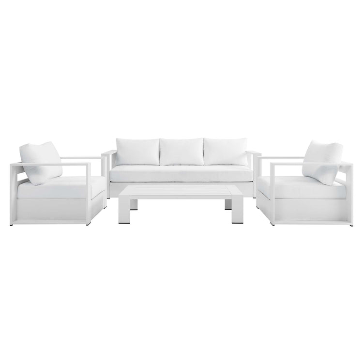 Tahoe 4-Piece Outdoor Patio Powder-Coated Aluminum Set - White White