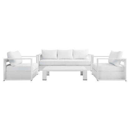 Tahoe 4-Piece Outdoor Patio Powder-Coated Aluminum Set - White White