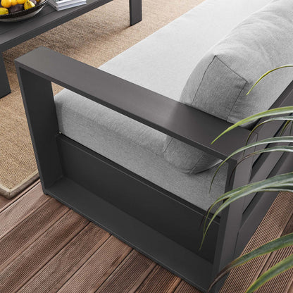 Tahoe 2-Piece Outdoor Patio Powder-Coated Aluminum Set - Gray Gray