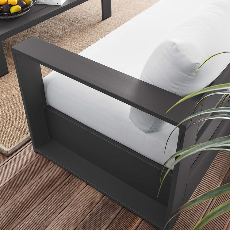 Tahoe 2-Piece Outdoor Patio Powder-Coated Aluminum Set - Gray White