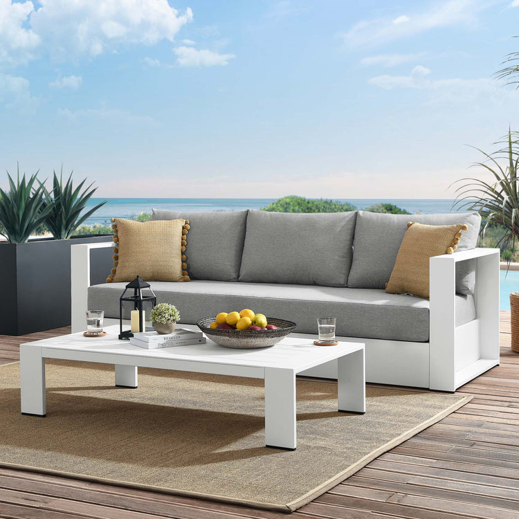 Tahoe 2-Piece Outdoor Patio Powder-Coated Aluminum Set - White Gray