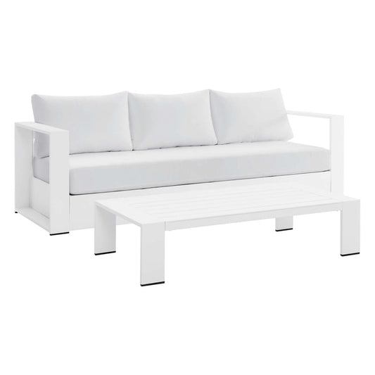 Tahoe 2-Piece Outdoor Patio Powder-Coated Aluminum Set - White White