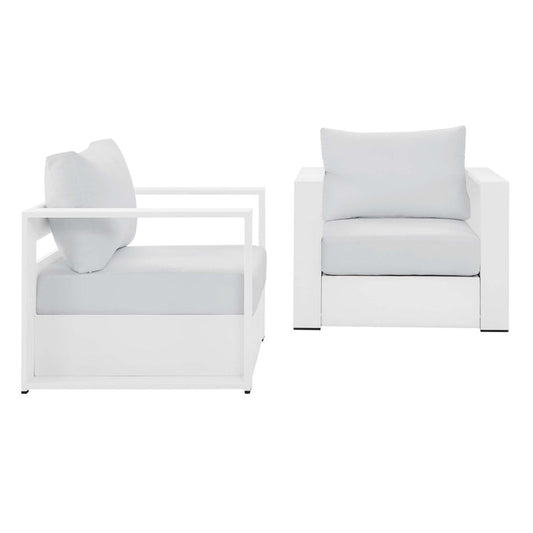 Tahoe 2-Piece Outdoor Patio Powder-Coated Aluminum Armchair Set - White White