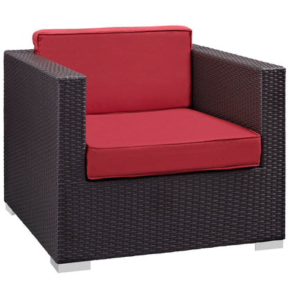 Venice 8 Piece Outdoor Patio Sofa Set - Espresso Red
