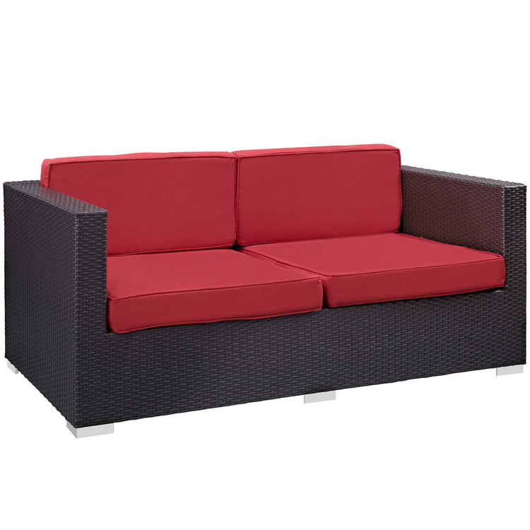 Venice 8 Piece Outdoor Patio Sofa Set - Espresso Red
