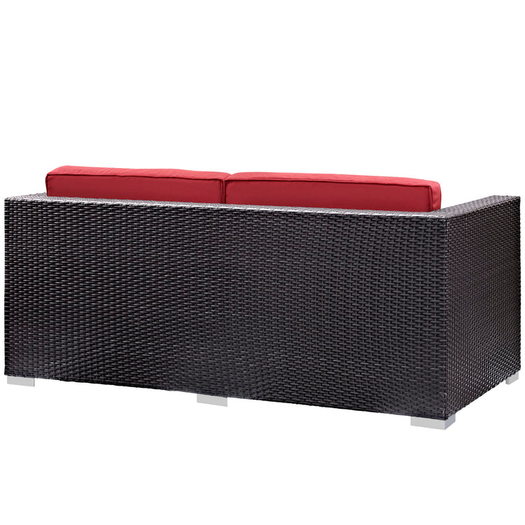 Venice 8 Piece Outdoor Patio Sofa Set - Espresso Red