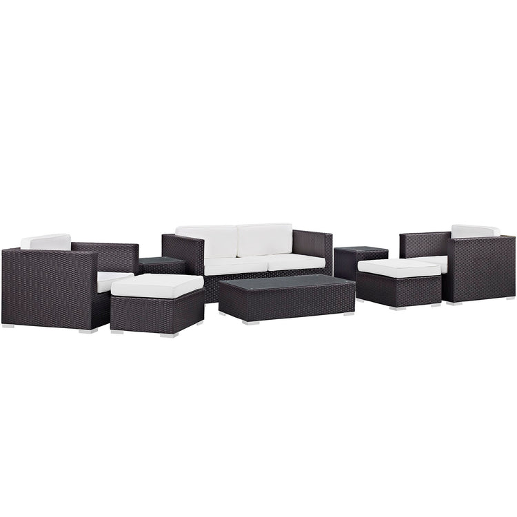 Venice 8 Piece Outdoor Patio Sofa Set - Espresso White