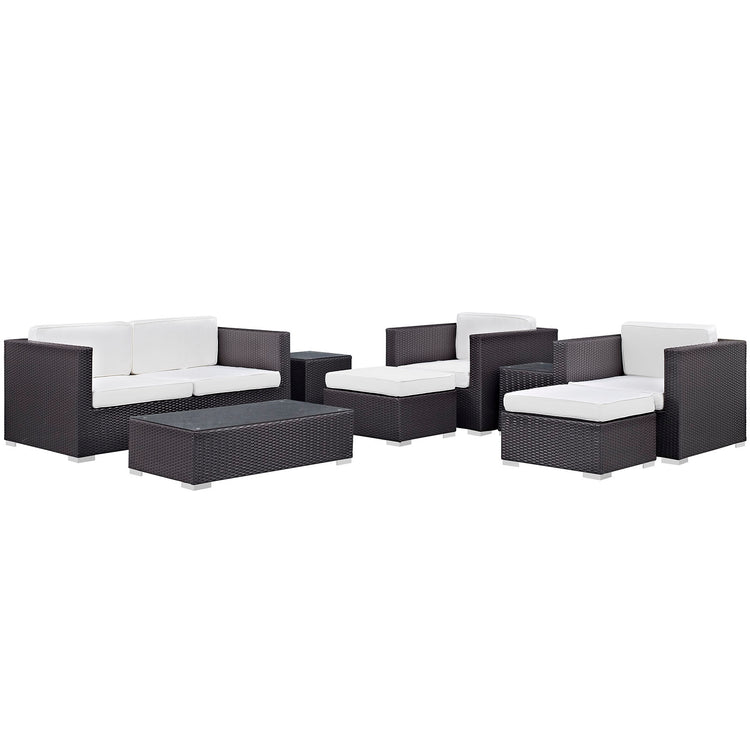 Venice 8 Piece Outdoor Patio Sofa Set - Espresso White