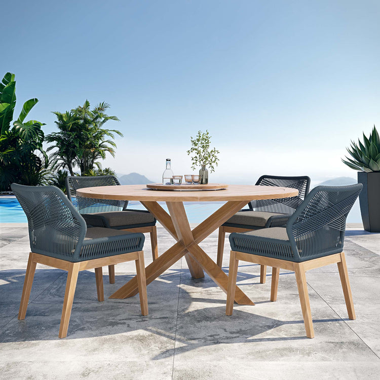 Wellspring 5-Piece Outdoor Patio Teak Wood Dining Set - Blue Graphite