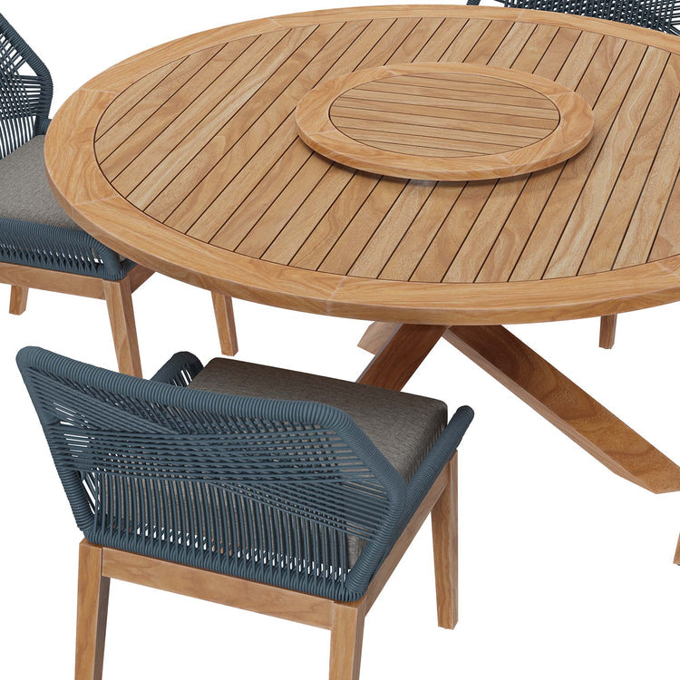 Wellspring 5-Piece Outdoor Patio Teak Wood Dining Set - Blue Graphite