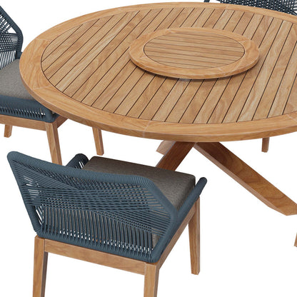 Wellspring 5-Piece Outdoor Patio Teak Wood Dining Set - Blue Graphite