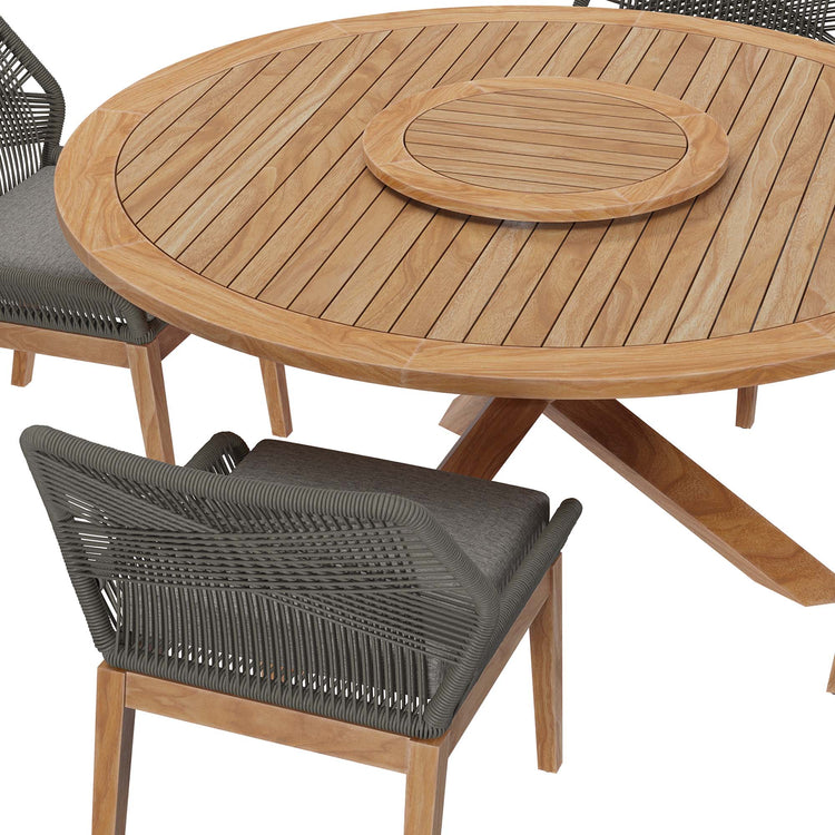 Wellspring 5-Piece Outdoor Patio Teak Wood Dining Set - Gray Graphite
