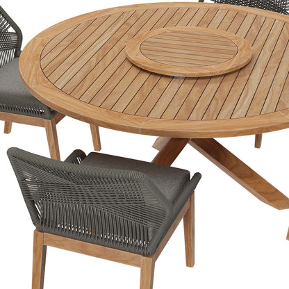 Wellspring 5-Piece Outdoor Patio Teak Wood Dining Set - Gray Graphite