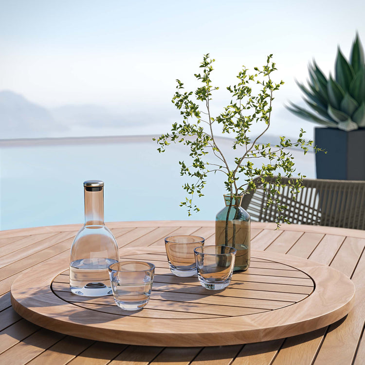 Wellspring 5-Piece Outdoor Patio Teak Wood Dining Set - Light Gray Greige