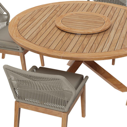 Wellspring 5-Piece Outdoor Patio Teak Wood Dining Set - Light Gray Greige