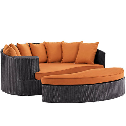Taiji Outdoor Patio Wicker Daybed - Espresso Orange