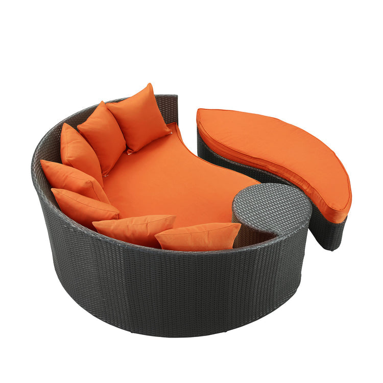Taiji Outdoor Patio Wicker Daybed - Espresso Orange