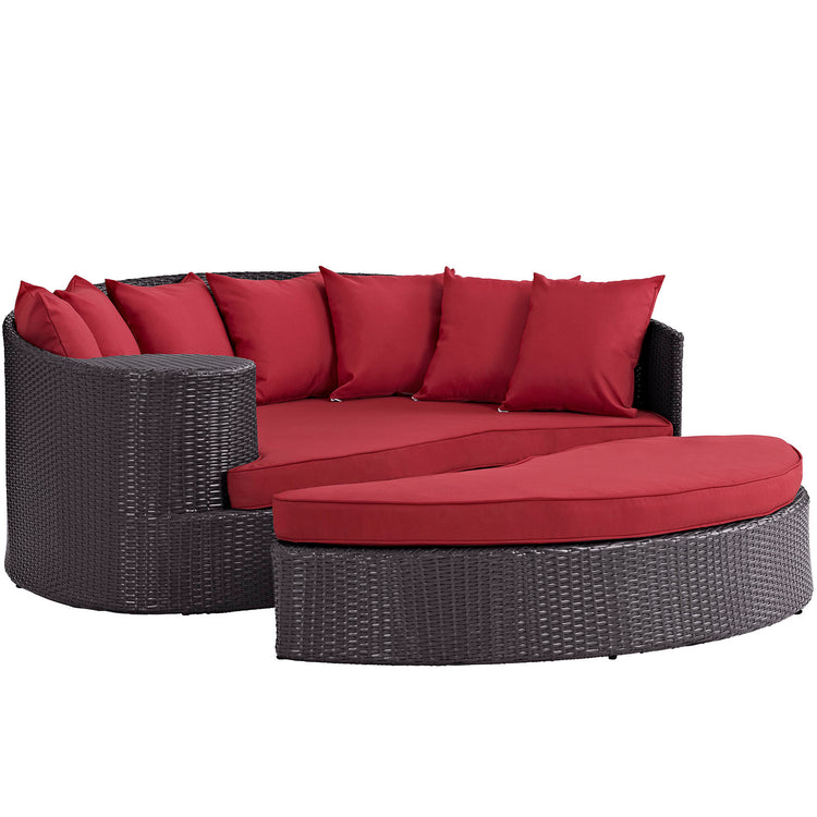 Taiji Outdoor Patio Wicker Daybed - Espresso Red