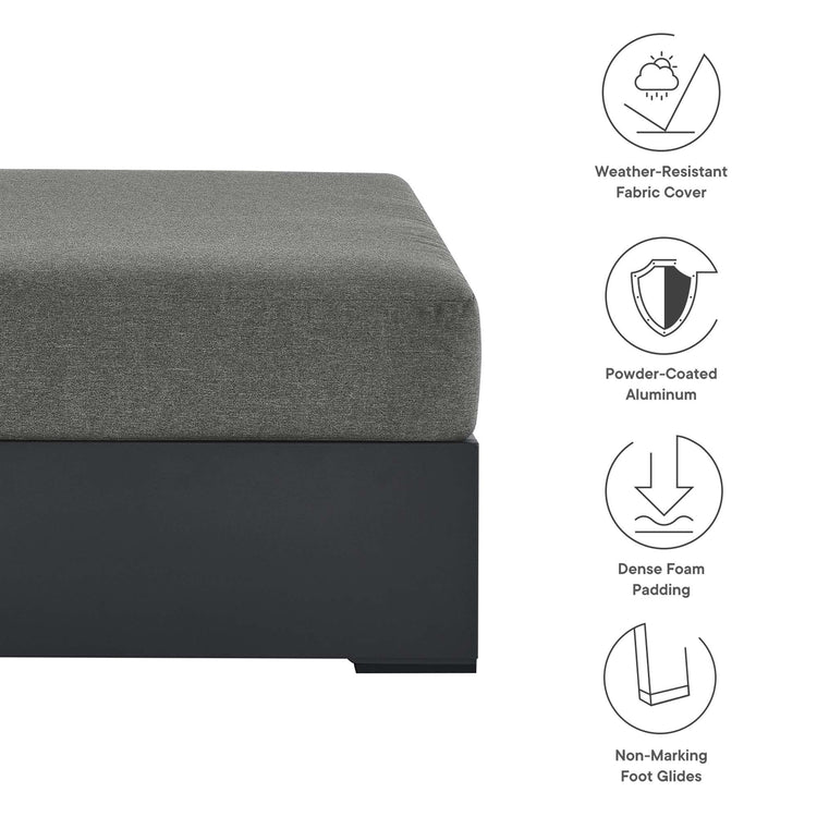 Tahoe Outdoor Patio Powder-Coated Aluminum Ottoman - Gray Charcoal