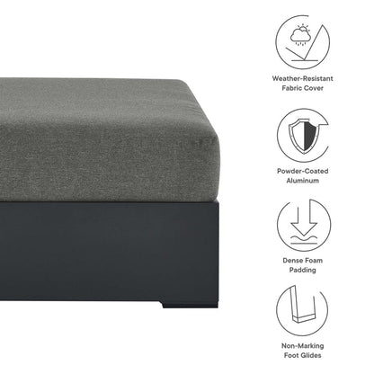 Tahoe Outdoor Patio Powder-Coated Aluminum Ottoman - Gray Charcoal