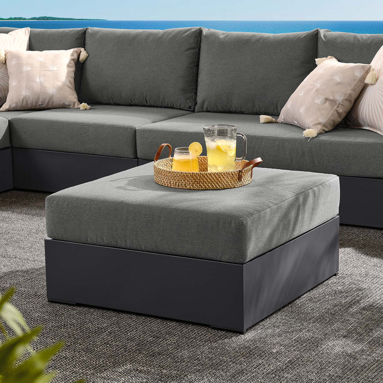 Tahoe Outdoor Patio Powder-Coated Aluminum Ottoman - Gray Charcoal