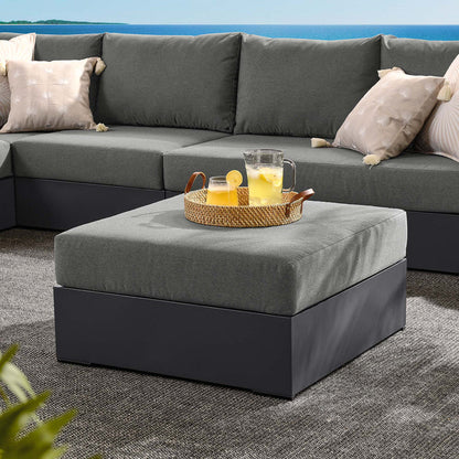Tahoe Outdoor Patio Powder-Coated Aluminum Ottoman - Gray Charcoal