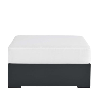 Tahoe Outdoor Patio Powder-Coated Aluminum Ottoman - Gray White