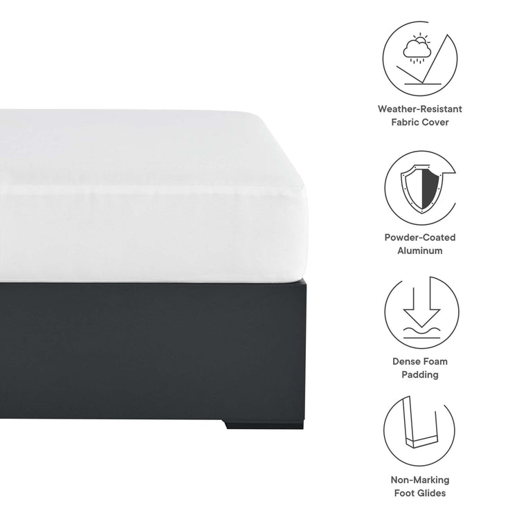 Tahoe Outdoor Patio Powder-Coated Aluminum Ottoman - Gray White