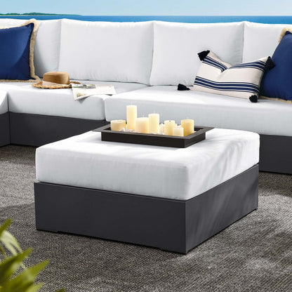 Tahoe Outdoor Patio Powder-Coated Aluminum Ottoman - Gray White
