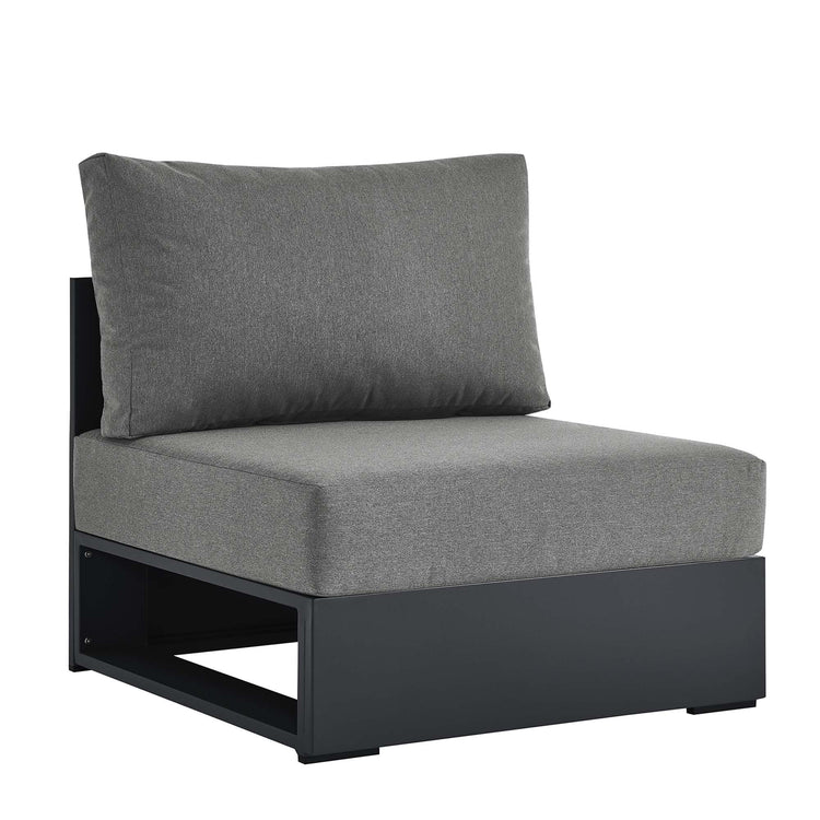 Tahoe Outdoor Patio Powder-Coated Aluminum Modular Armless Chair - Gray Charcoal