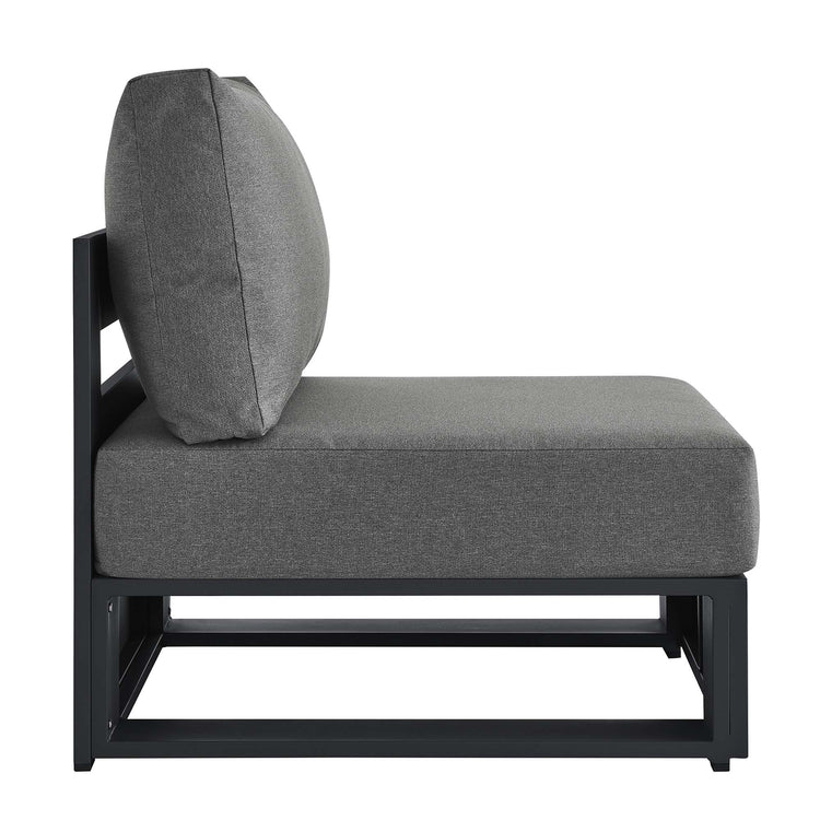 Tahoe Outdoor Patio Powder-Coated Aluminum Modular Armless Chair - Gray Charcoal
