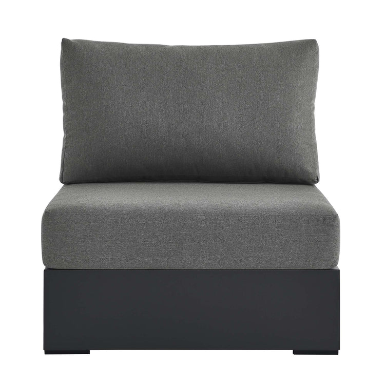Tahoe Outdoor Patio Powder-Coated Aluminum Modular Armless Chair - Gray Charcoal