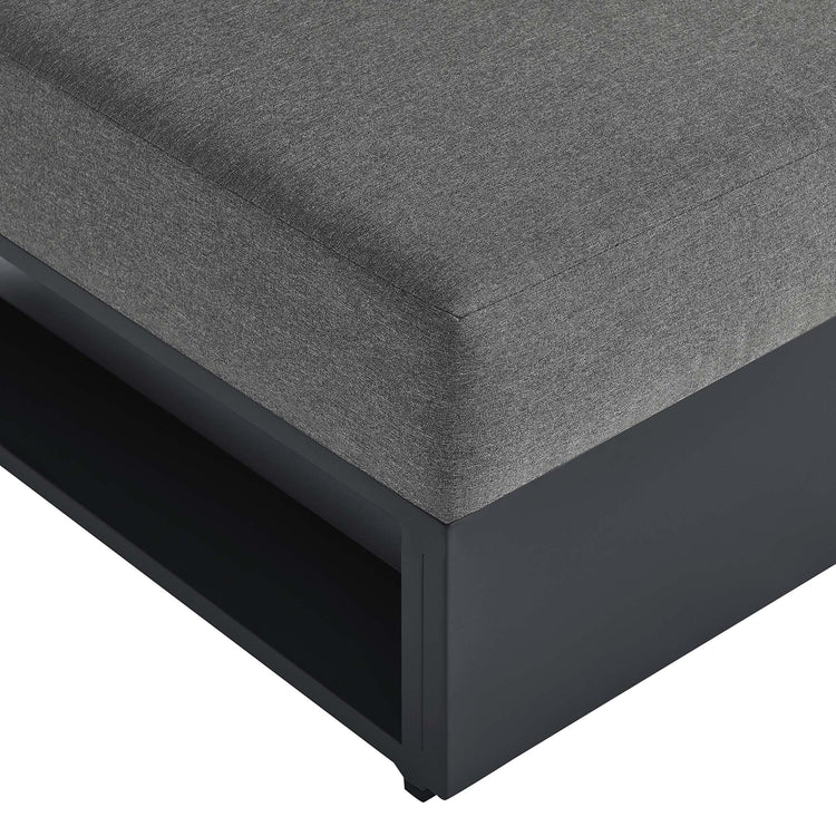 Tahoe Outdoor Patio Powder-Coated Aluminum Modular Armless Chair - Gray Charcoal